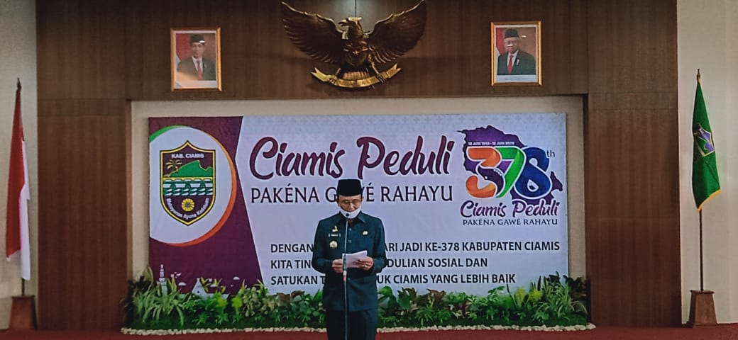 Bupati Ciamis Sampaikan Pidato Hari Jadi Kabupaten Ciamis Secara Virtual