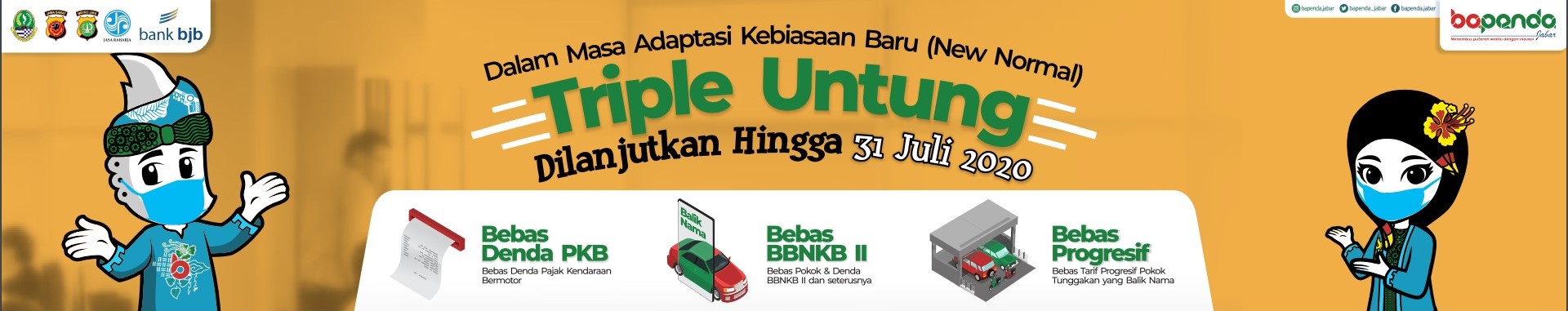 Bapenda Jabar Resmi Perpanjang Program Triple Untung Hingga 31 Juli 2020