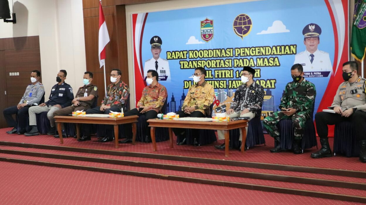 Pengendalian Transfortasi Idul Fitri 1442 H, Bupati Ciamis Ikuti Arahan Menhub RI