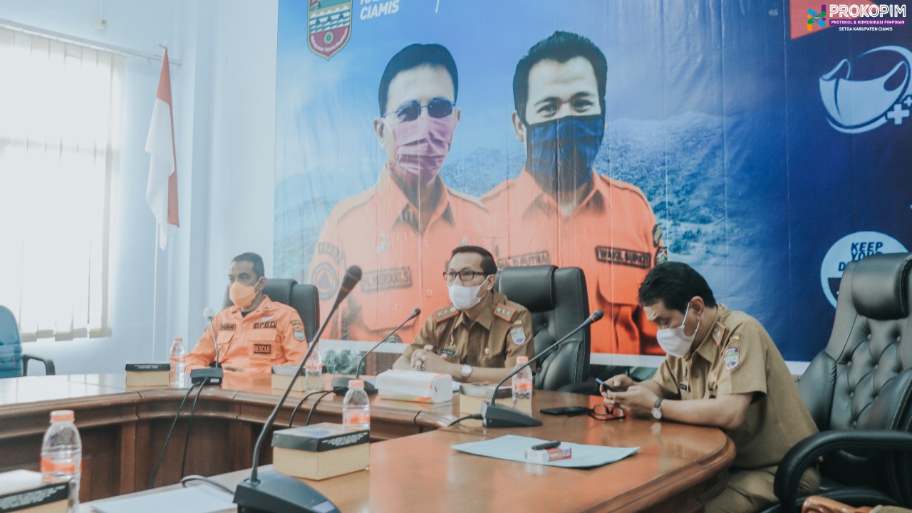 Pemkab Ciamis Ikuti Rakor Komite Kebijakan Penanganan Covid-19 dan PED Jabar Secara Virtual