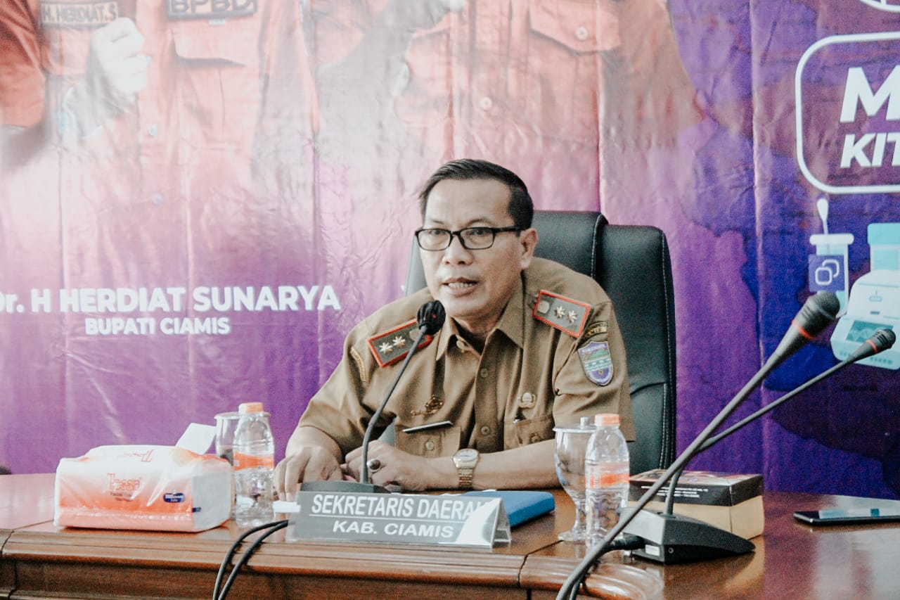 Sekda Ciamis Ikuti Pelepasan Peserta KKN Unsil Secara Virtual