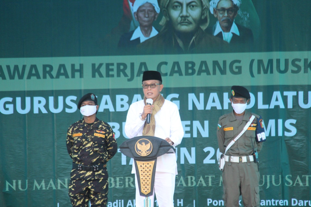 Buka Muskercab PCNU, Bupati Ciamis : Ulama dan Umara Harus Bersatu Memajukan Umat
