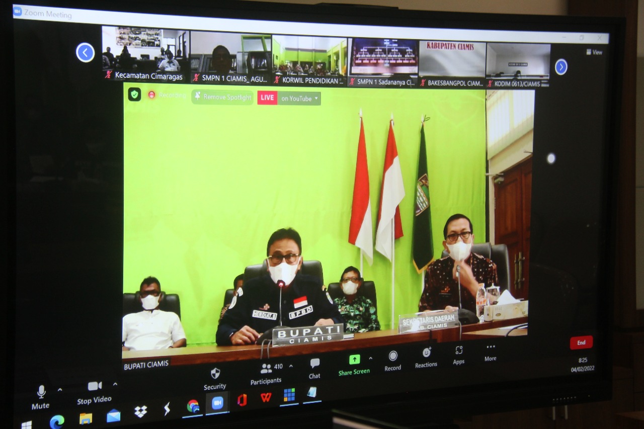 Bupati Herdiat Pimpin Rakor Tingkat Kabupaten Ciamis Secara Virtual