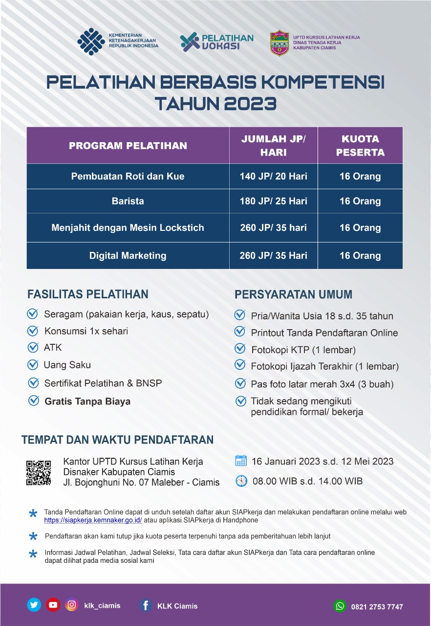 Pelatihan Berbasis Kompetensi Tahun 2023